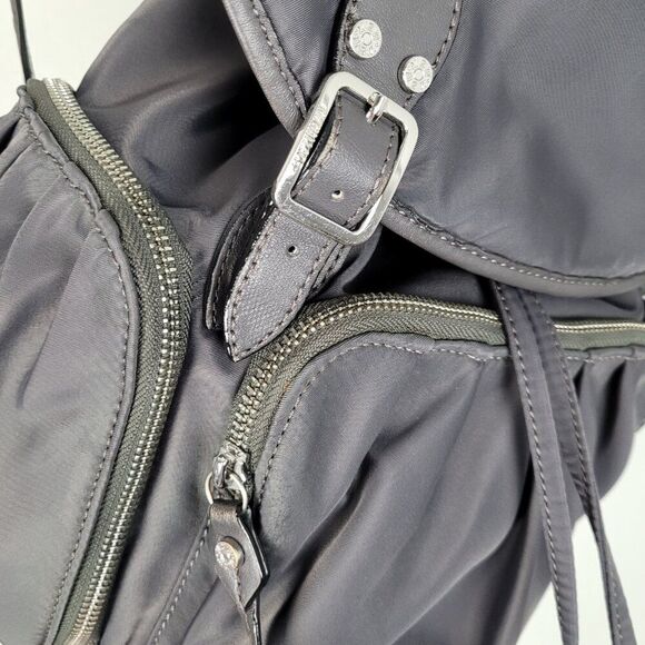 MZ Wallace Marlena Backpack Nylon Silver Hardware Leather Trim Gray - Picture 11 of 16